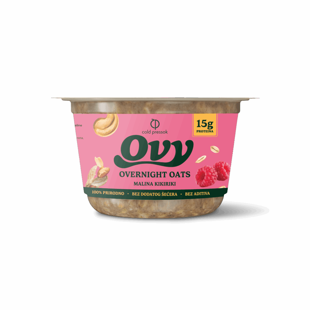 OVY Malina Kikiriki – Proteinska ovsena kaša. overnight oats