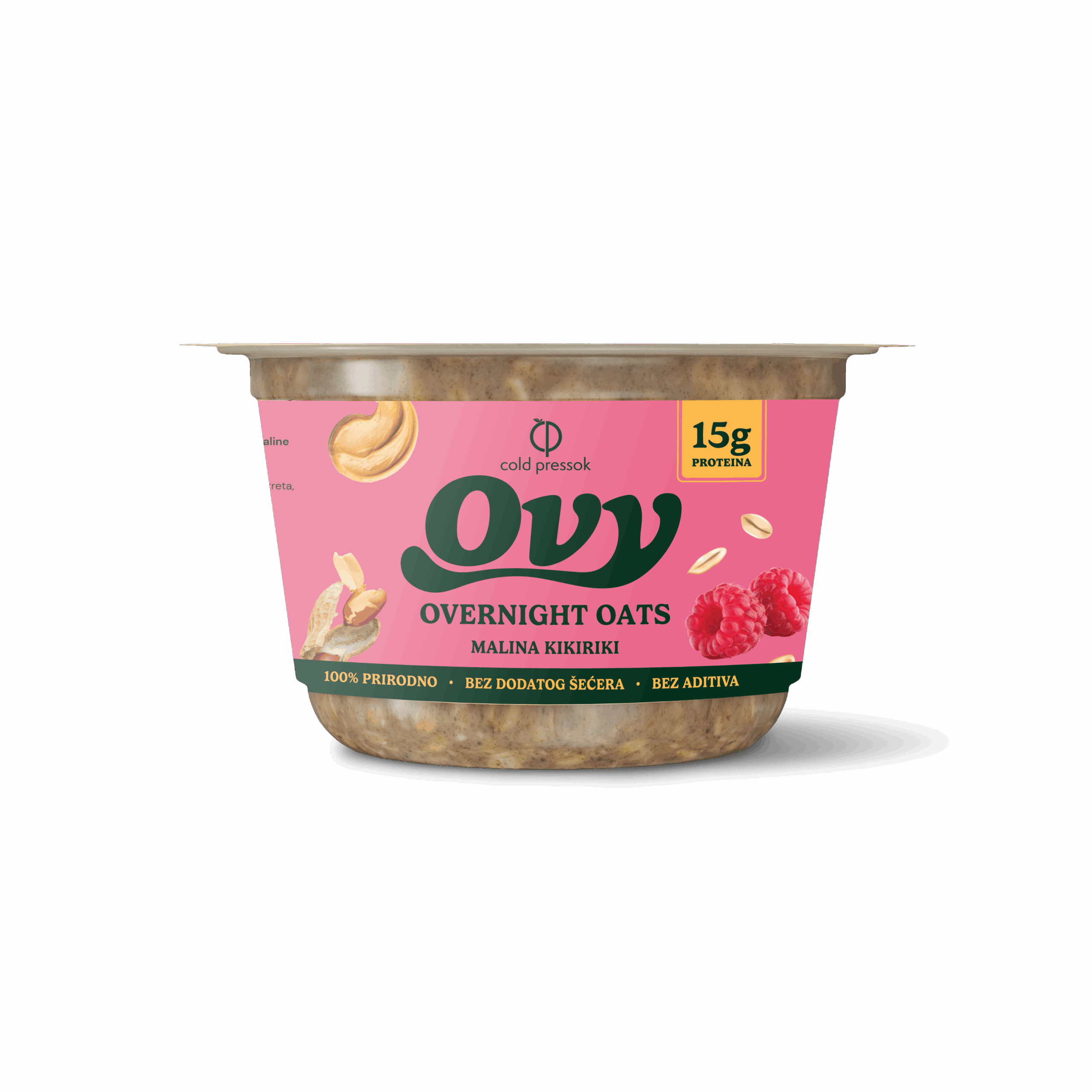 OVY Malina Kikiriki – Proteinska ovsena kaša. overnight oats